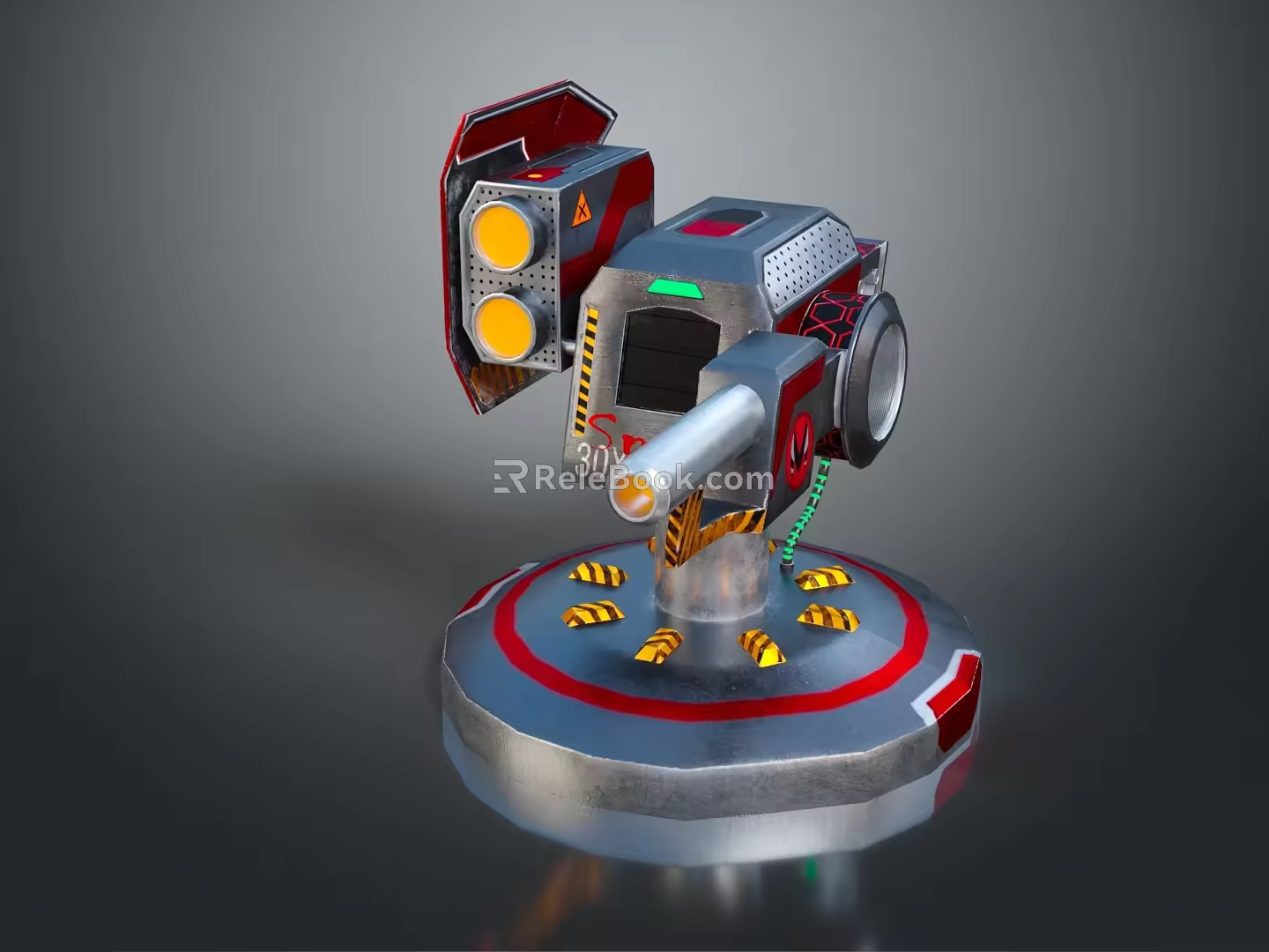 Turret Turntable Railgun Sci-fi Tower Defense Game Tower Defense Sci-fi Turret Game Turret Game Battery 3d model