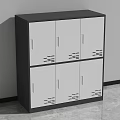 Grey Metal Storage Cabinet With Double Row Three Doors And Ventilation Holes Design