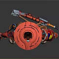 Red Samurai Armor With Detailed Ornamental Design Traditional Hat And Weapon