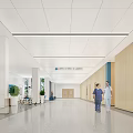 Bright Modern Hospital Outpatient Clinic Interior With Spacious Corridor And Medical Staff