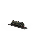 Vintage Green and Yellow Miniature Model Train on Detailed Railroad Tracks