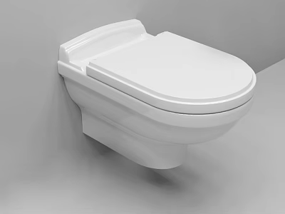 White Wall Mounted Toilet With Modern Sleek Design And Contemporary Bathroom Fixture 3d model