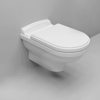 White Wall Mounted Toilet With Modern Sleek Design And Contemporary Bathroom Fixture 3d model