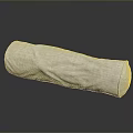 White Cylindrical Pillow With Fabric Texture On Dark Reflective Background 3d model