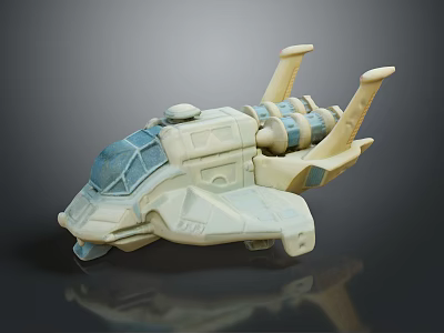 Detailed Futuristic Spacecraft Model With Aerodynamic Design Cockpit And Thrusters 3d model