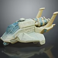 Detailed Futuristic Spacecraft Model With Aerodynamic Design Cockpit And Thrusters