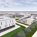 Modern Industrial Factory Complex With Multiple Buildings Green Spaces And Road Layout