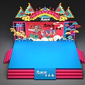 Traditional Stage Design for Lingyan Pavilion Concert with Red Blue Elements and Decorations