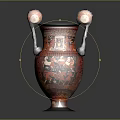Ancient Greek Red Figure Ceramic Vase Featuring Black Red Color Mythological Scenes And Handles
