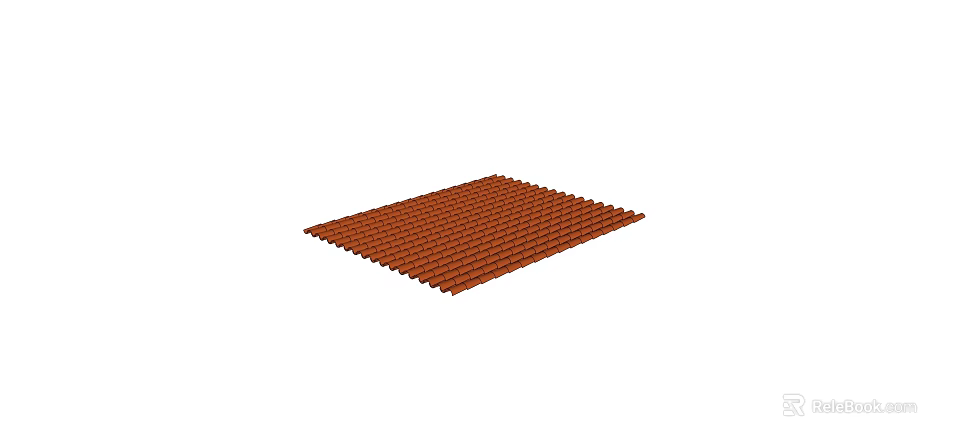 Red Rectangular Roof Tiles With Textured Surface And Durable Construction 3d model