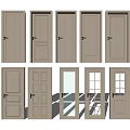 Various Wooden Flush Doors With Different Panel And Glass Designs For Interior Use 3d model