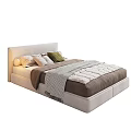 Cozy Modern Single Bed With Light Headboard Multiple Pillows And Soft Blanket