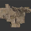 Cave Interior With Stone Walls Bench Gravel Floor Black Patches And Metal Grate