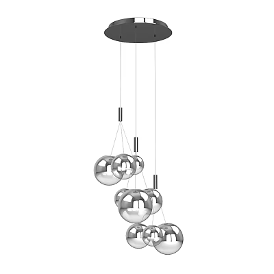 Modern Chandelier Simple Coffee Restaurant Bubble Glass Creative Mirror Electroplated Spherical Silver Glass Chandelier 3d model