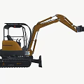 Compact Yellow Industrial Tracked Excavator With Operator Cabin And Hydraulic Arm