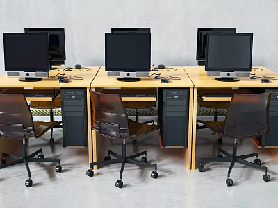 Modern office desk and chair computer desk 3d model