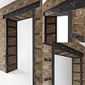 Industrial Style Decorative Ornament Set With Brick Wall And Metal Frame Design