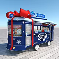 Sams Club Blue Mobile Retail Cart With Christmas Decorations Red Bow And Beverage Displays