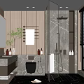 Modern Bathroom Interior Design With Marble Walls And Glass Shower Enclosure