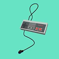 Classic Retro Game Controller Entertainment Electronics with Red Buttons and Connected Cable for Gaming Enthusiasts 3d model