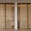 Middle-style sliding door rattan sliding door 3d model