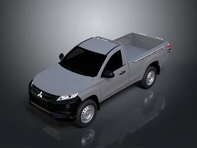 Gray Mitsubishi Single Cab Pickup Truck With Cargo Bed And Modern Exterior Design 3d model