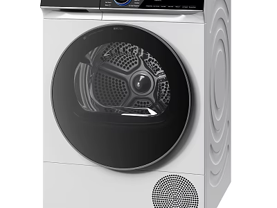 Modern Front Loading Washing Machine With Digital Control Panel And Stainless Steel Drum 3d model