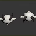 Cartoon Goat Character With White Body Blue Big Eyes And Brown Curved Horns Standing Pose