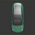 Modern Teal Sedan with Sleek Body Dark Roof White Wheels and 3D Rendered Reflection