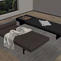 Brown Leather Bed Bench With Tray Cups Open Book Window Green Tree View Wooden Floor
