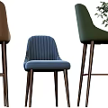 Various Stylish Bar Stools With Upholstered Seats And Metal Wooden Legs