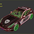 Sporty Black White Police Car With Roof Emergency Lights And Logos