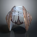 Conch Shell Structure Featuring Copper White Design Transparent Section And Tower Inside Reflective Base