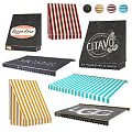 Colorful Striped Awnings With Custom Logos For Cafe Outdoor Spaces And Commercial Use