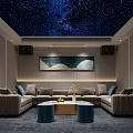 Home Theater Room With Starry Sky Ceiling Speakers And Cozy Sofa 3d model