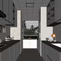 Modern Kitchen Interior Design With White Cabinets Gray Countertops Strip Lights And Appliances