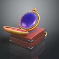 Vintage Open Pocket Watch as Stylish Clothing Accessory with Purple Dial and Gold Frame