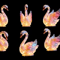 Colorful Swan Shaped Art Installation With Illuminated Feather Design And Decorative Lights