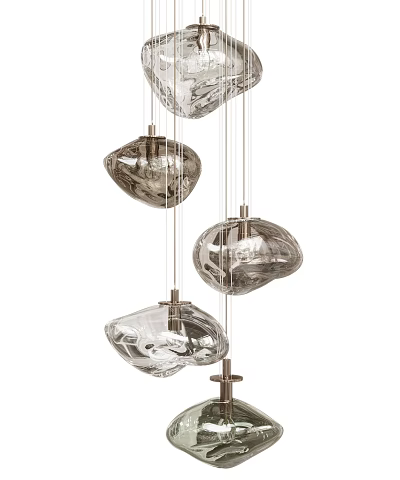 Modern Artistic Glass Chandelier with Irregular Transparent Shapes and Metal Frame 3d model