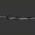 Realistic Long Snouted Striped Reptile Model With Blue Black Body On Dark Background
