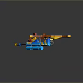Colorful 3D Model Weapon With Orange Red Blue Yellow Components And Combined Structure