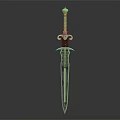 Decorative Medieval Sword With Gemstone Hilt And Intricate Blade Patterns 3d model