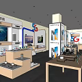 Modern Digital Store Interior With 5G Mobile Phones And Product Display Shelves