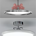 Modern Round Ceiling Light With Silver Metal Frame Pink Decorative Accents And Soft Lighting