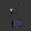 Pink Checkered Bra With Bow Detail And Denim Shorts With Black Belt