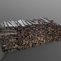 wood forest structure with large pile of firewood 3d model