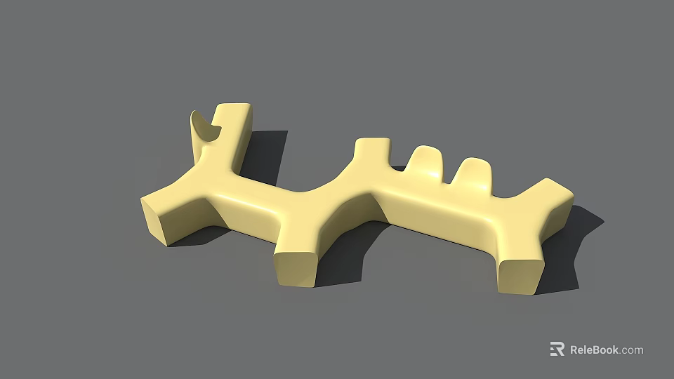 Yellow Irregular Plastic Structure With Protrusions And Grooves On Gray Background 3d model