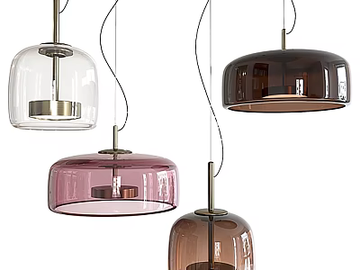Modern Hanging Pendant Lights With Various Colored Glass Shades For Home Decor 3d model