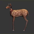 Cartoon Fawn 3D Model With Goggles Red Scarf And White Spots