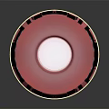 Cartoon Scene of Pink Circular Space With Circular Platform Red Glowing Lines and Geometric Shapes